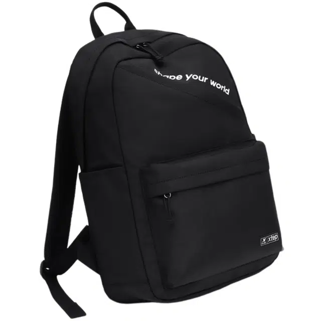 特步 休闲简约日常通勤时尚百搭 织物 双肩包 大号 男女同款情侣款 白色/黑色