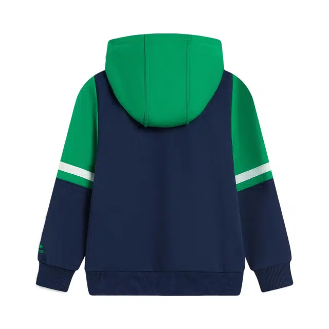 李宁儿童卫衣 运动生活系列 连帽时尚套头百搭拼色长袖 翠果绿 中小童