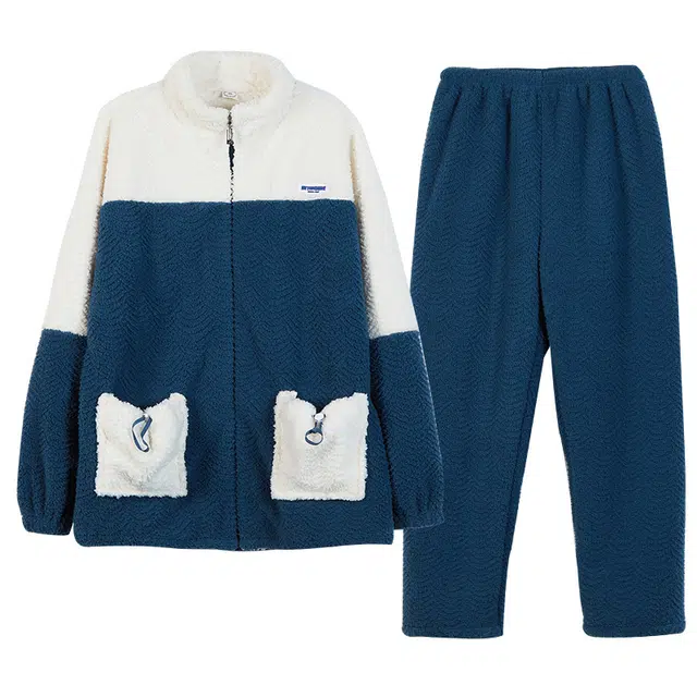 好福份 立领可外穿加厚保暖时尚简约家居服睡衣套装 男款 图片色