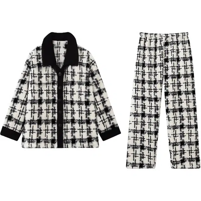 乐姿韵 保暖亲肤舒适居家服长袖长裤睡衣套装 女款 黑色