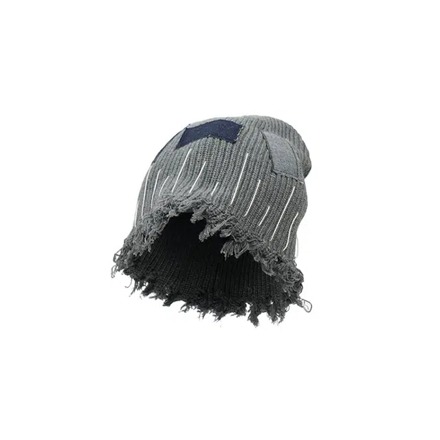 浪莎 废土风做旧嘻哈美式针织帽小众韩版毛线帽氛围感显脸小盆帽 男女同款情侣款 涤纶 绒线帽 男女同款情侣款