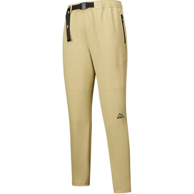 鸿星尔克 户外系列 休闲简约纯色直筒加厚针织运动裤 男款 极地卡其