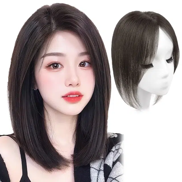 黛姿 气质八字刘海假发 女真发全真人发头顶遮白发增发量蓬松高颅顶 自然色/摩卡棕