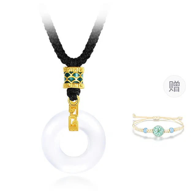 【顺丰加急丨升级版】 东方佳人 龙鳞玉吊坠新中式国风轻奢小众编绳平安扣锁骨链祥瑞好运纯银锁骨链叠戴装饰品 玉髓 项链 男女同款情侣款