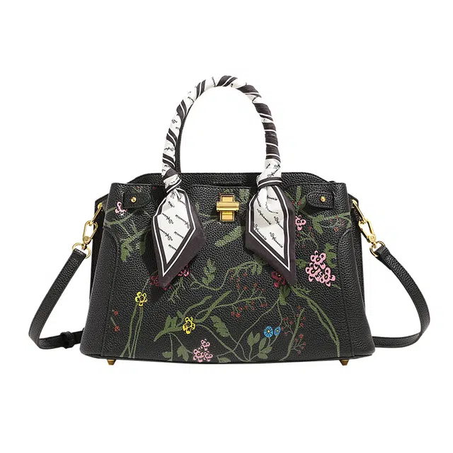 恒源祥 大气高级感百搭 超纤合成革 单肩包 女款 黑色