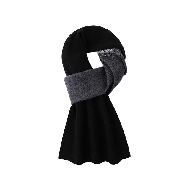 【赠长辈】 浪莎 高档男士羊毛围巾秋冬季拼色渐变保暖潮流针织围脖 礼盒装 绒线围巾 男款