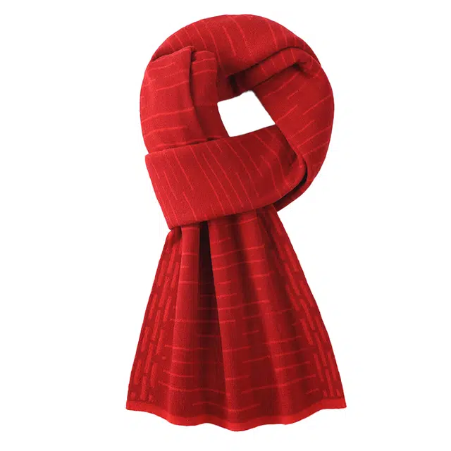 【赠长辈】 浪莎 新年圣诞氛围红色羊毛男士围巾冬季条纹百搭保暖加厚英伦围脖高档礼赠甄选 礼盒装 绒线围巾 男款