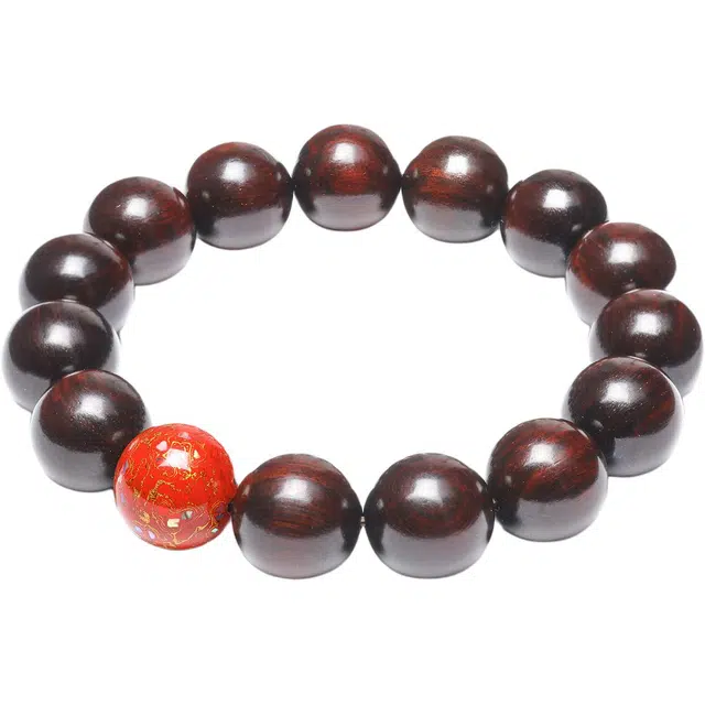 三檀小舍 中国红 转运招财进宝念珠#好运诸事顺利平安国风国潮新中式复古 本命年礼盒 送 礼 紫檀属 手串 男女同款情侣款