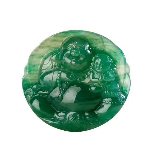 玉说 国潮大肚佛天蓝满绿大佛公 独山玉 吊坠 男女同款情侣款