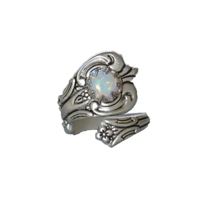 前方大荒野 复古风欧美潮流做旧处理轻奢高级感几何纹理简约小众设计清冷感优雅大方温柔开口可调节 合金 戒指 男女同款情侣款