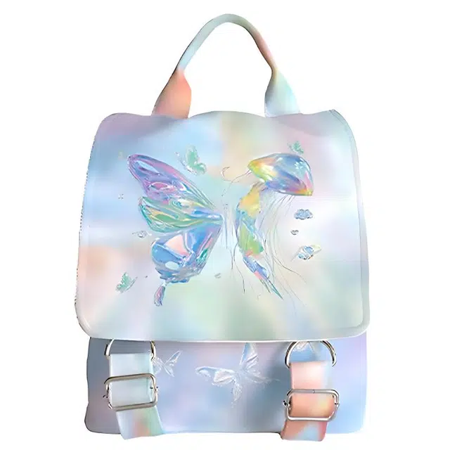 奥松 小众设计休闲简约日常通勤时尚百搭 绒面科技布 双肩包 男女同款情侣款 蓝色/橙色/粉色/紫色