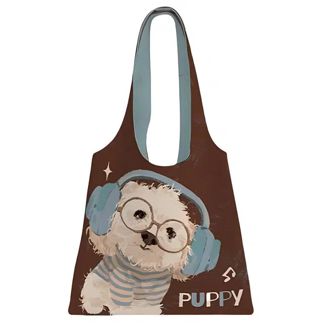 奥松 耳机小白早秋可爱大容量通勤韩系慵懒风 绒面科技布 单肩包 女款 棕色