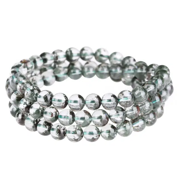 豆蔻时光 新中式绿幽灵清透多圈叠戴转运高级感小众设计国潮风 水晶 玉石手串 男女同款情侣款