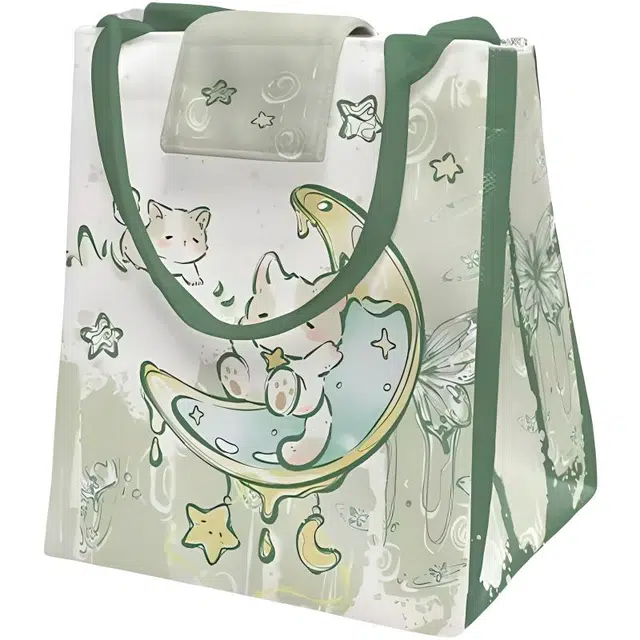 奥松 家用家居猫猫平安符饭盒袋保温袋上班族 绒面科技布 手提包 男女同款情侣款 猫猫平安符