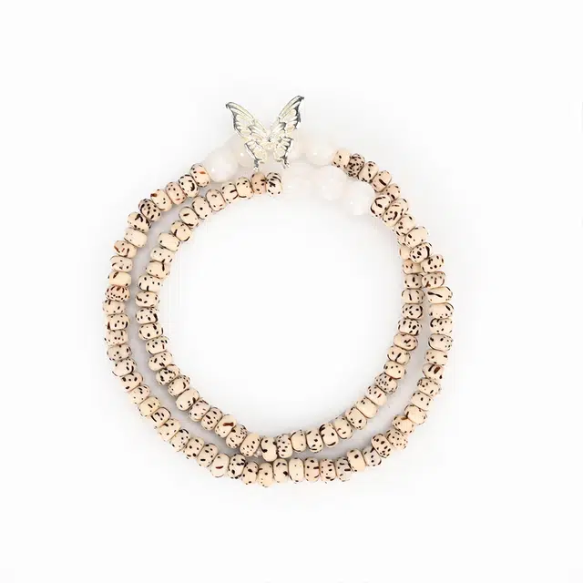 天纵 新中式古风气质款 小众设计高级感 星 月 菩 提蝴蝶双圈叠戴招财好运文玩念珠 星月菩提 手串 女款