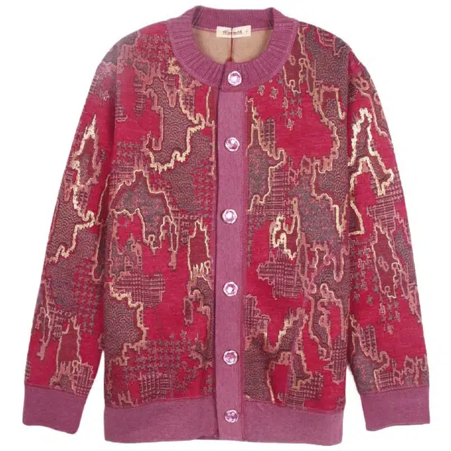 棉基因 中老年时尚羊羔绒加绒加厚柔软开衫保暖上装 女款 姜红