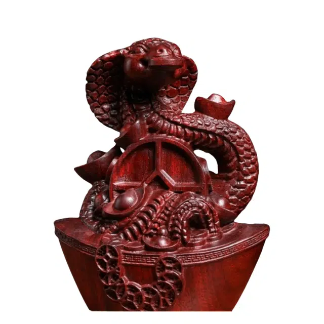 吉千年 顺丰包邮新中式复古潮流风 好运 进宝 守财存钱 有钱花 聚财蛇 雕刻 血檀 摆件 男女同款情侣款