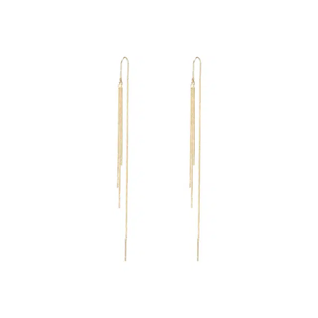 芒果饰品 长款线条流苏防丢 铜 耳线 女款