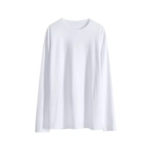 雅鹿 德绒磨毛打底衫宽松内搭叠穿上衣圆领加厚长袖保暖上装 女款 白色