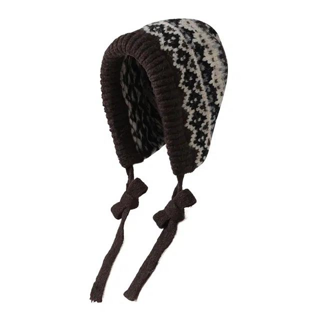 南极人 费尔岛风提花针织帽子秋冬韩系复古保暖百搭包包帽显脸小 加厚 绒线帽 女款