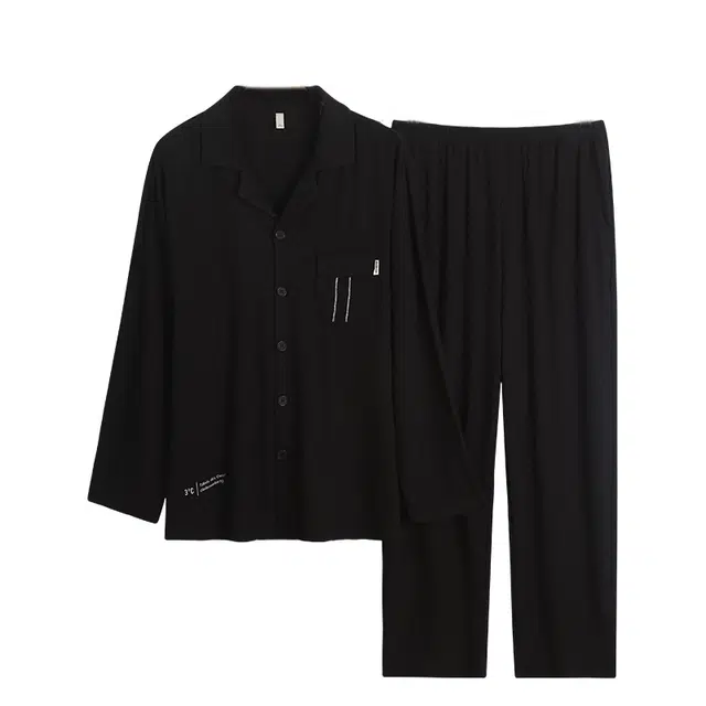 好福份 开衫翻领简约时尚高级感可外穿长袖长裤睡衣套装 男款 图片色
