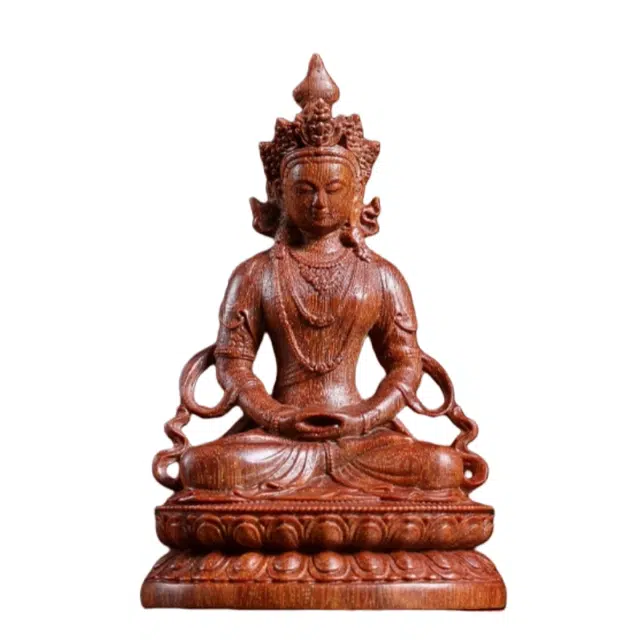 吉千年 【顺丰包邮】新中式复古潮流风 好运 招财进宝 平安顺遂 白度母 雕刻把件 血檀 木作摆件 男女同款情侣款
