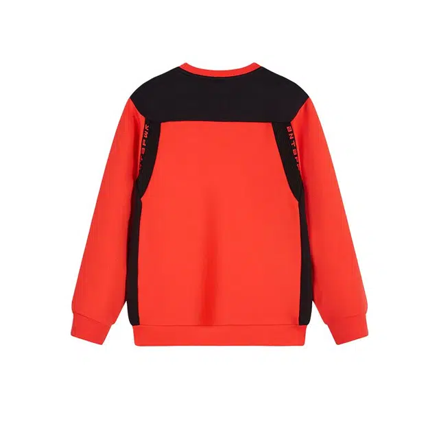 青少年 安踏儿童 字母拼色圆领舒适透气针织卫衣 新国旗红
