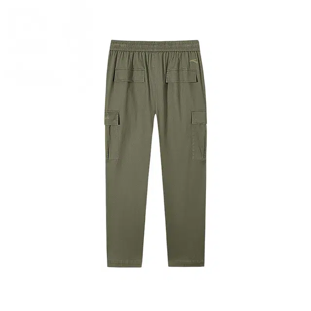 超级安踏 运动生活系列 纯色中腰系带舒适透气直筒休闲裤 男款 海带绿