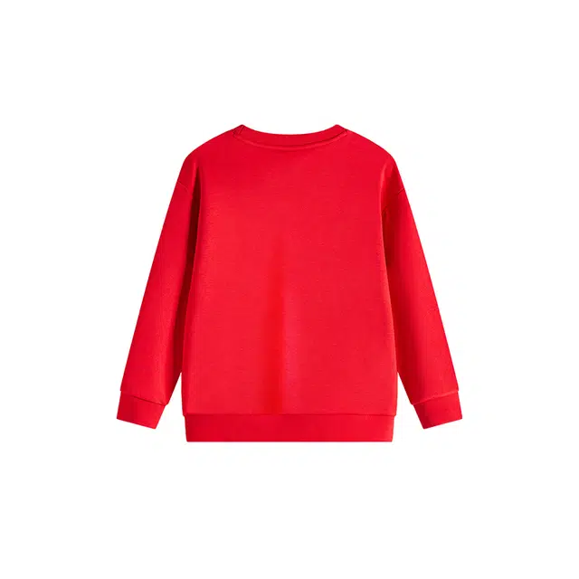 安踏儿童 卡通动漫字母圆领舒适透气加绒保暖卫衣 赫红色 中小童