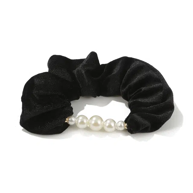 如花梦 高级感丝绒珠珠大肠发圈 气质优雅低马尾扎发绳高弹力不伤发 布艺 头绳 女款