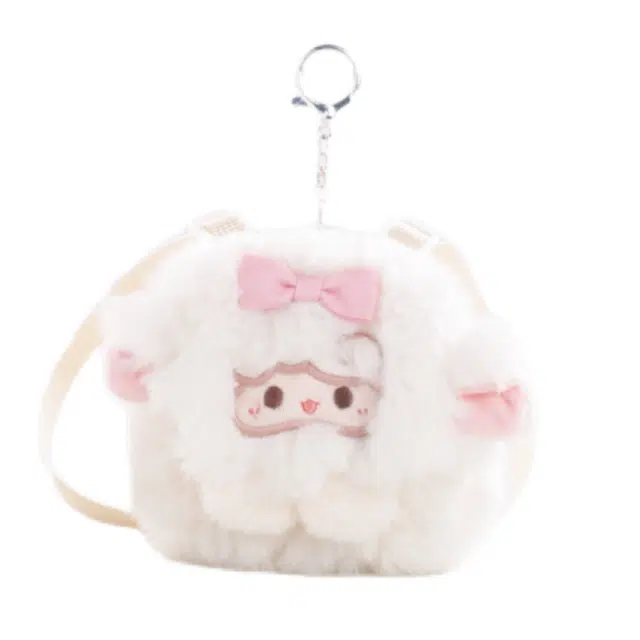 抱竹 古力古力小羊趴趴系列可爱毛绒 聚酯纤维 双肩包 大号 女款 白色