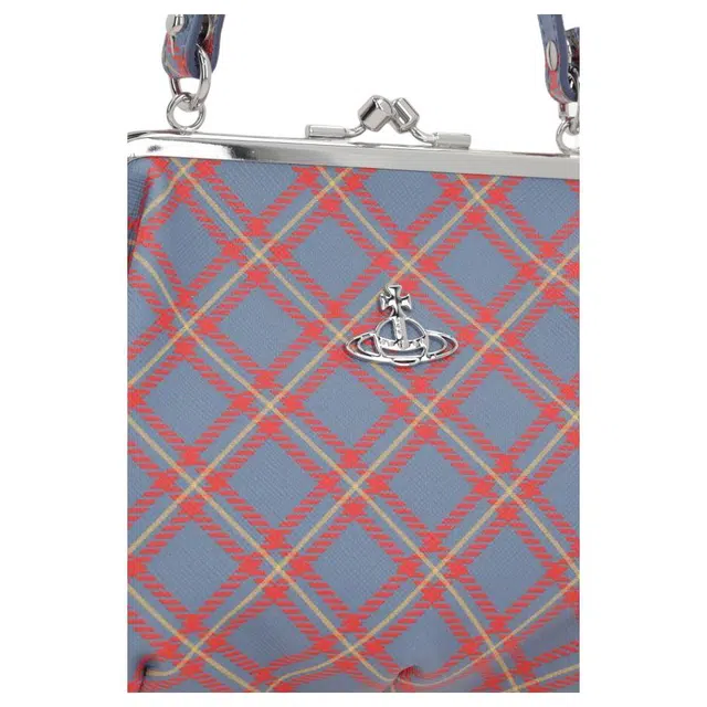 Vivienne Westwood Empress Silver Hardware PU Bag Blue Orange