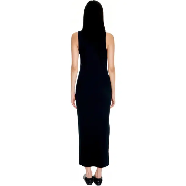 Maison Kitsune Ribbed Long Slip Dress Black