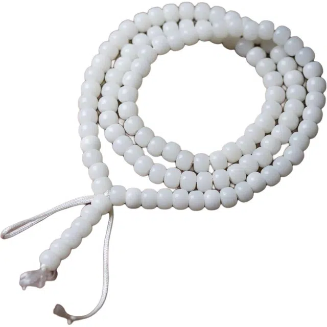 爵倾 根桶珠素款一花一世界一叶一菩提色泽温润如玉 白玉菩提 菩提类珠串 男女同款情侣款