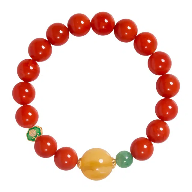 龙弗 【鸿运当头】新中式满肉圆珠 红红火火 事事如意吉祥富贵 圆圆满满顺顺利利 南红 手串 女款