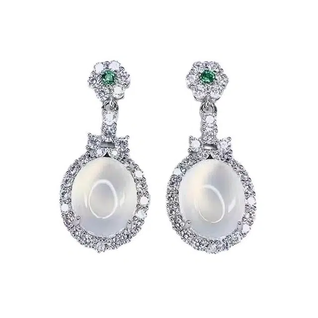 识恩 冰清玉洁表白神器太阳花新中式国潮 宫廷古风水滴 招财转运 上岸平安 笑口常开 小众设计 轻奢高级#好运 玉髓 耳环 女款