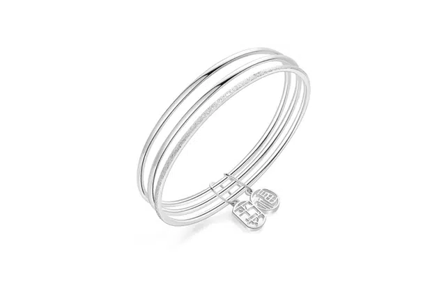 尚银福 三生三世平安福 浪漫精致轻奢高级小众设计实心镯子闭口通勤百搭 好运 合金 手镯 女款