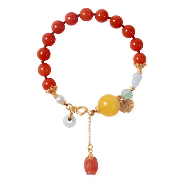 龙弗 【红红火火】新中式 鸿运当头开运纳福成功上岸 本命年转运复古经典温柔素雅事业红火 富贵吉祥 南红 手串 女款