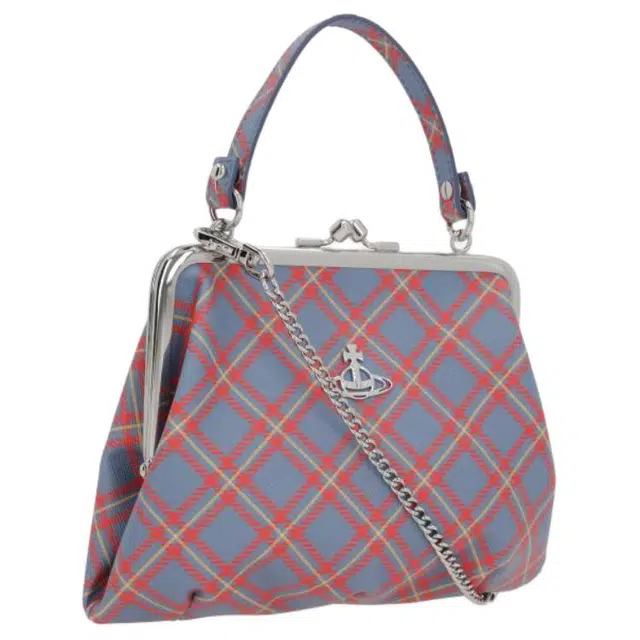 Vivienne Westwood Empress Silver Hardware PU Bag Blue Orange