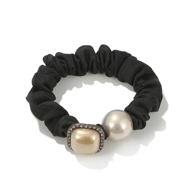 如花梦 高级感 高弹力马尾头饰 布艺 仿珍珠 头绳 女款