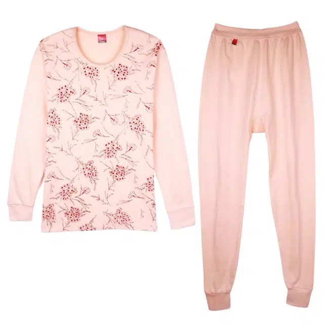 棉基因 中老年时尚柔软舒适秋衣秋裤保暖套装 女款 玉色