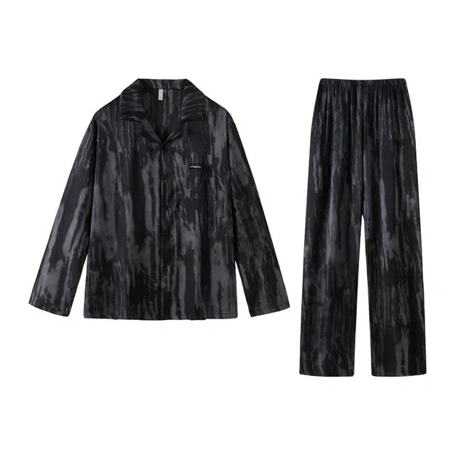 好福份 透气舒适简约长袖长裤可外穿睡衣套装 男款 图片色