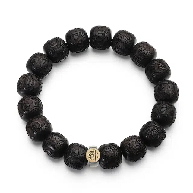 周帝王 六字真言八大守护神 黑檀 手串 男女同款情侣款