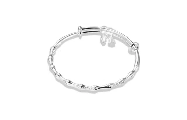 尚银福 节节高升 冷淡风小众设计感 国潮复古新中式素圈磨砂竹节步步高升推拉可调节镯子套装 好运 合金 手镯 女款