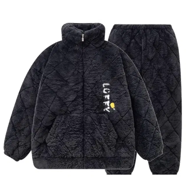 乐姿韵 日系动漫保暖青少年家居服长袖长裤睡衣套装 男款 黑色