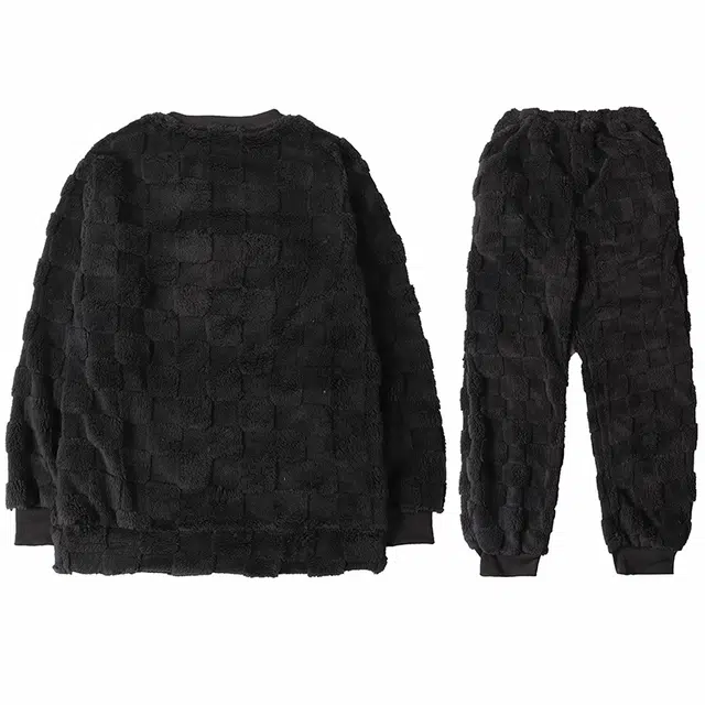 兰缪 加厚保暖简约长袖长裤家居服睡衣套装 男款 深灰色