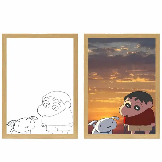 礼莎 蜡笔小新角色 卡通灯光画 创意相框发光装饰画 摆件小夜灯 动漫周边