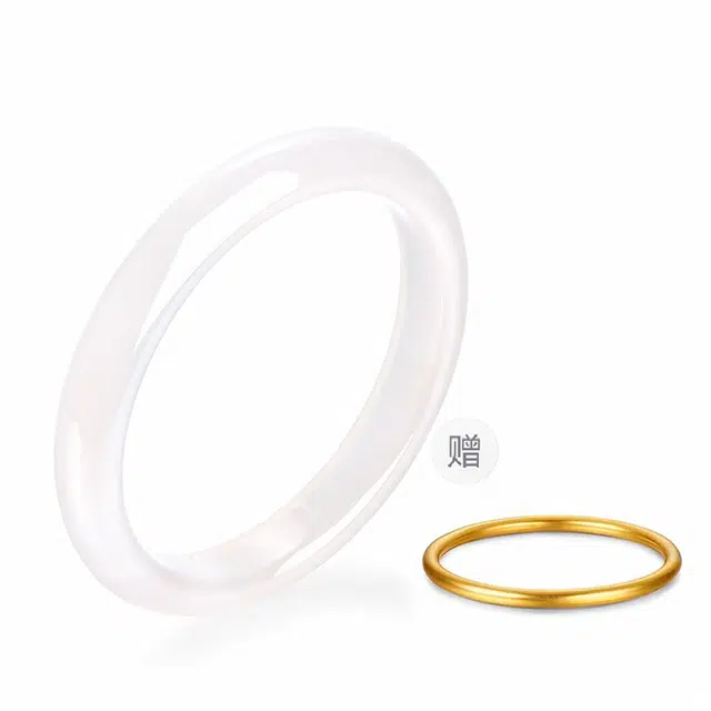 庆大福 白月光系列 新中式国潮风小众个性设计复古精致轻奢高级感招财好运 玉髓 手镯 女款
