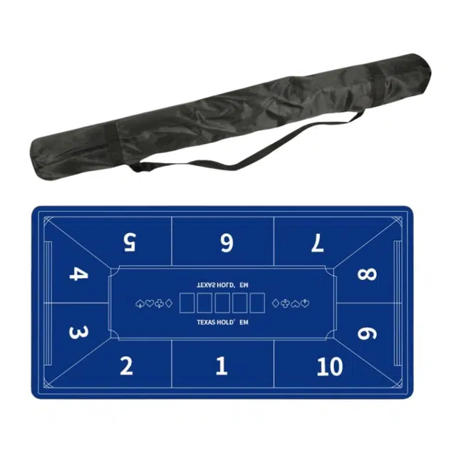 紫湖 德州扑克桌垫 蓝色方形款配单肩包 桌游