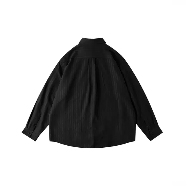 寻星记 韩系简约高级感美式时尚潮牌翻领纯色条纹宽松轻熟风上衣长袖衬衫 男女同款